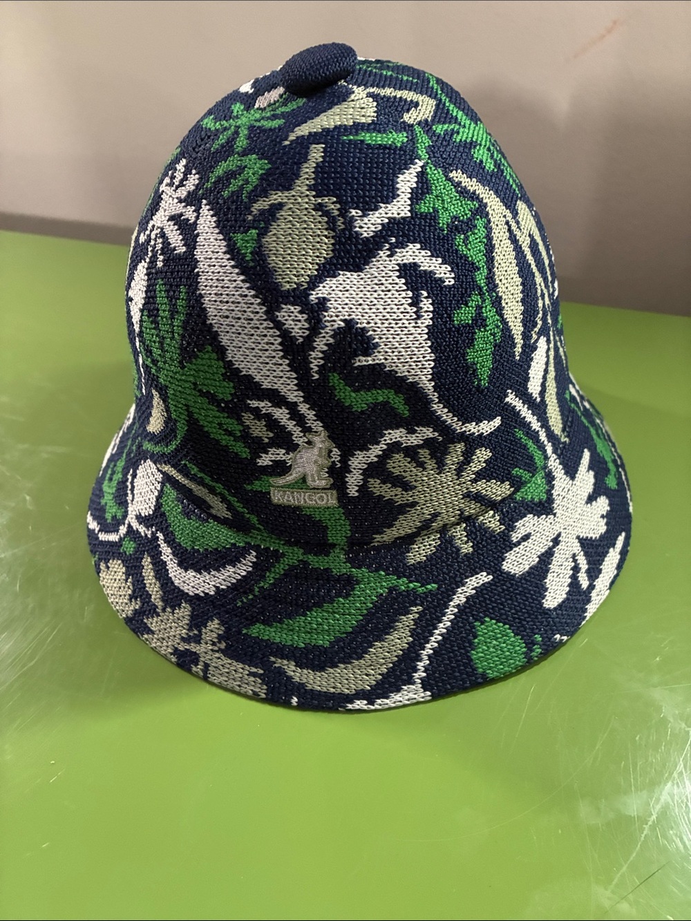 Kangol Navy & Green Floral Knit Bucket Hat